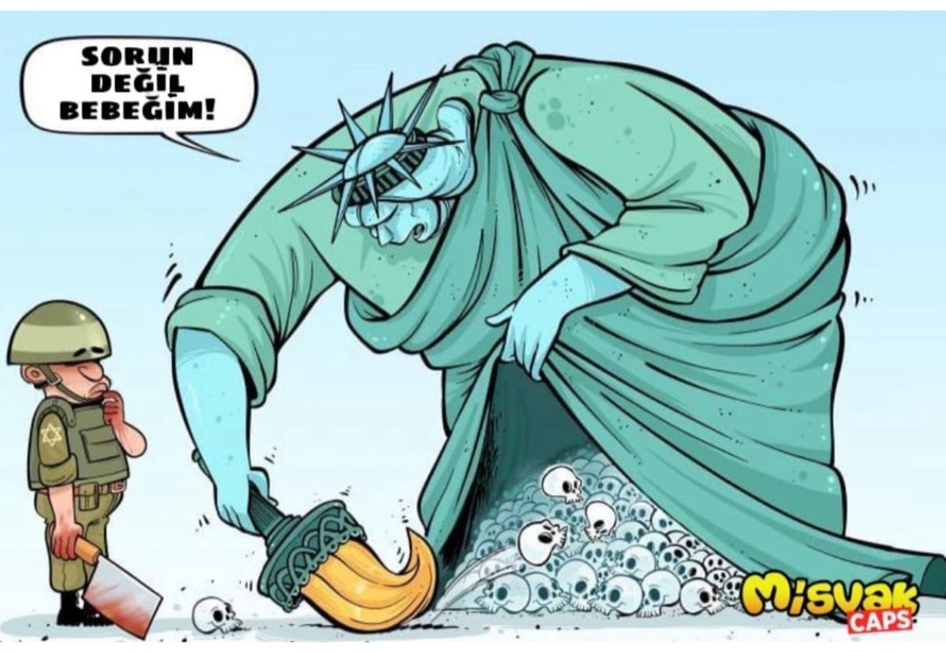 ABD nin haysiyetsiz Siyonistlere destegini gösteren karikatür #RefahaSahipÇık #RefahOnFıre #RefahaSesVer