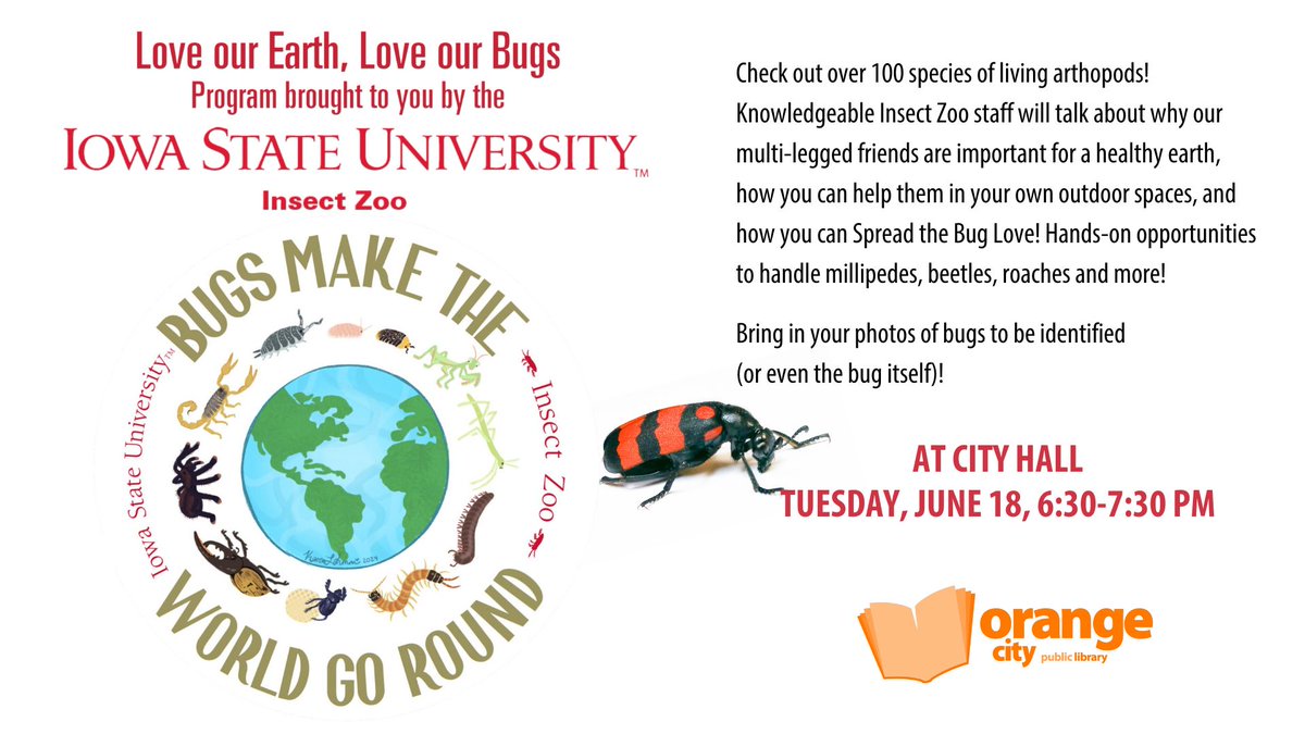 Learn about bugs with us and the ISU Insect Zoo.