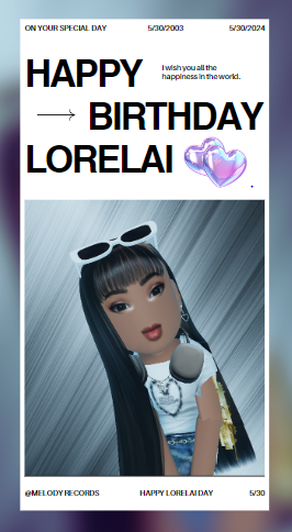 Mel_Records's tweet photo. Happy Birthday Lorelai!! 

 #MR #LYLAS #LYLACS #Lorelai #LYLAS_MR #21 #May_30th #HappyBirthday https://t.co/uPWom0RHq0