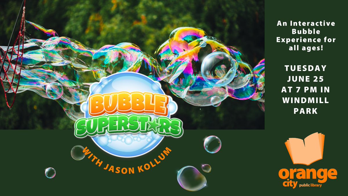 Bubbles, bubbles, everywhere! Come and help us fill Windmill Park with them.