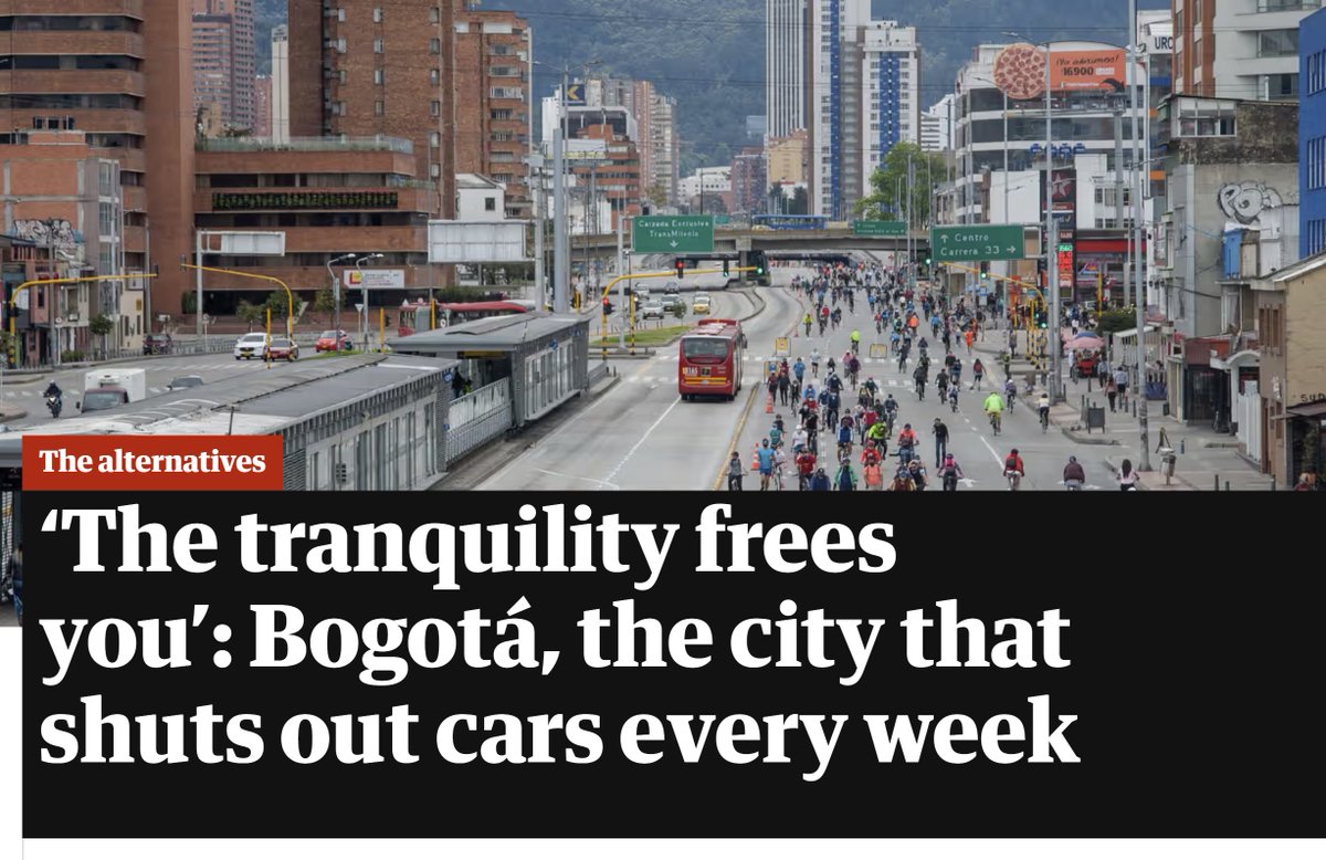 Gil Penalosa #Cities4Everyone (@penalosa_g) on Twitter photo #UrbanHealth #Ciclovia
How to reduce by 13 times the polluting particles in the air? And street noise levels seven times lower?
Open Streets to People and close them to cars. Fascinating article by <a href="/LukeStTaylor/">Luke Taylor</a> for UK's @Guardian on Bogota's experience.
bit.ly/3V6F3F8 #UrbanHealth #Ciclovia
How to reduce by 13 times the polluting particles in the air? And street noise levels seven times lower?
Open Streets to People and close them to cars. Fascinating article by <a href="/LukeStTaylor/">Luke Taylor</a> for UK's @Guardian on Bogota's experience.
bit.ly/3V6F3F8