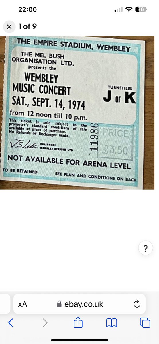 deflugs's tweet photo. @scruftgirl @prodnose What a day that was, this wasn’t my ticket, it’s long gone 😊 but £3.50 looks like good value today. I was on the pitch, about 40m from the stage. https://t.co/ll2XgVMv3d