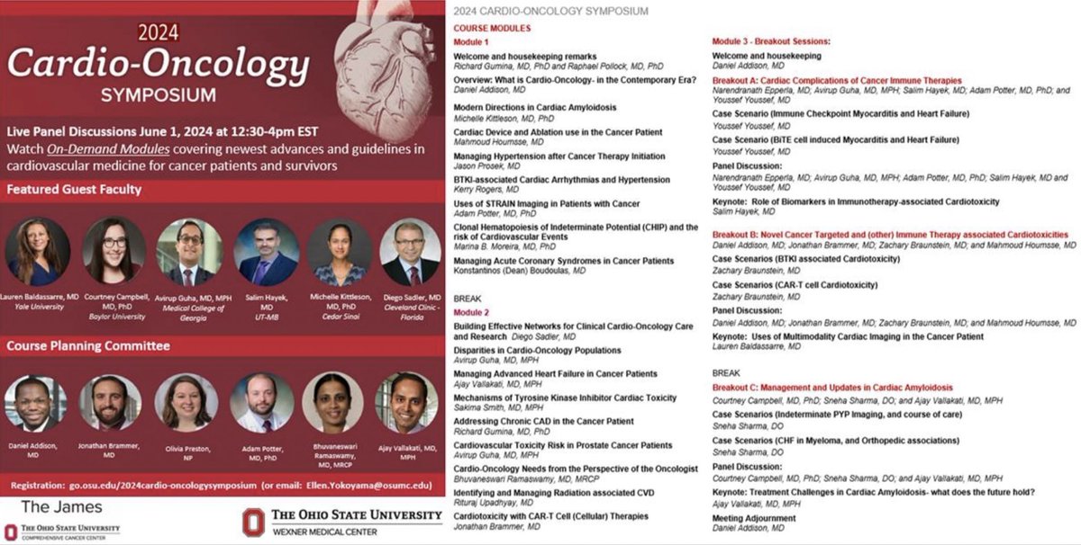 Daniel Addison, MD (@md_addison) on Twitter photo Join us for the 4th Annual OSU #CardioOnc CME hybrid conference this Saturday June 1st:
Full agenda & FREE registration:
ccme.osu.edu/continuing-med.
<a href="/salimhayek/">Salim S. Hayek, MD</a> <a href="/CardioOnc_MR_CT/">Lauren A. Baldassarre, MD, FACC, FSCCT, FSCMR</a> @MKlttlesonMD <a href="/DSadlerMD/">Diego Sadler MD FACC</a> <a href="/AdamPotterMDPhD/">Adam Potter, MD, PhD, FACC</a> <a href="/CampbellMDPhD/">Courtney M. Campbell</a> <a href="/avirupguha/">Avirup Guha, MBBS, MPH, FICOS, FACC, FAHA, FESC</a> #CardioTwitter #CardioEd #cancer Join us for the 4th Annual OSU #CardioOnc CME hybrid conference this Saturday June 1st:
Full agenda & FREE registration:
ccme.osu.edu/continuing-med.
<a href="/salimhayek/">Salim S. Hayek, MD</a> <a href="/CardioOnc_MR_CT/">Lauren A. Baldassarre, MD, FACC, FSCCT, FSCMR</a> @MKlttlesonMD <a href="/DSadlerMD/">Diego Sadler MD FACC</a> <a href="/AdamPotterMDPhD/">Adam Potter, MD, PhD, FACC</a> <a href="/CampbellMDPhD/">Courtney M. Campbell</a> <a href="/avirupguha/">Avirup Guha, MBBS, MPH, FICOS, FACC, FAHA, FESC</a> #CardioTwitter #CardioEd #cancer
