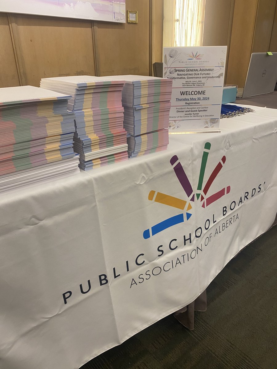 PublicSchoolsAB's tweet photo. The 2024 Spring General Assembly is ready to kick off! Looking forward to hear Jennifer Turner present on the topic "Cultivating Equity, Excellence, and Social Justice in Mental Health Education." #PSBAA #PSBAASGA #SGA2024 #WestinCalgary https://t.co/FxzH0BEnnv