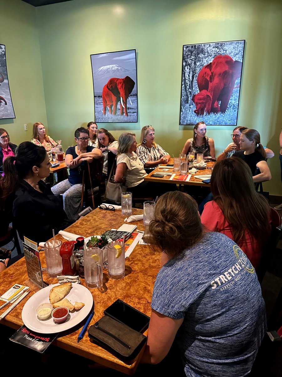 DothanAreaChamb's tweet photo. We greatly appreciate Red Elephant Pizza and Grill for graciously hosting us and we greatly appreciate Pam Martin-State Farm Insurance for being the Presenting Sponsor of the Wiregrass Women's Networking Lunch! Let's do it again next month, ladies! #DACC #WWNL https://t.co/ufFdJVImOg