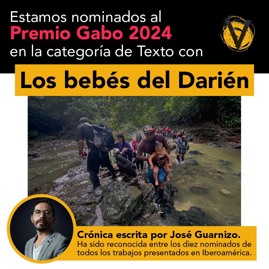 ¡Estamos nominados al Premio Gabo 2024 en la categoría de Texto! 🎉✍️
Nuestra crónica 'Los bebés del Darién' escrita por José Guarnizo ha sido reconocida entre los diez finalistas de todos los trabajos presentados en Iberoamérica.
Lee la historia aquí: voragine.co/historias/repo…