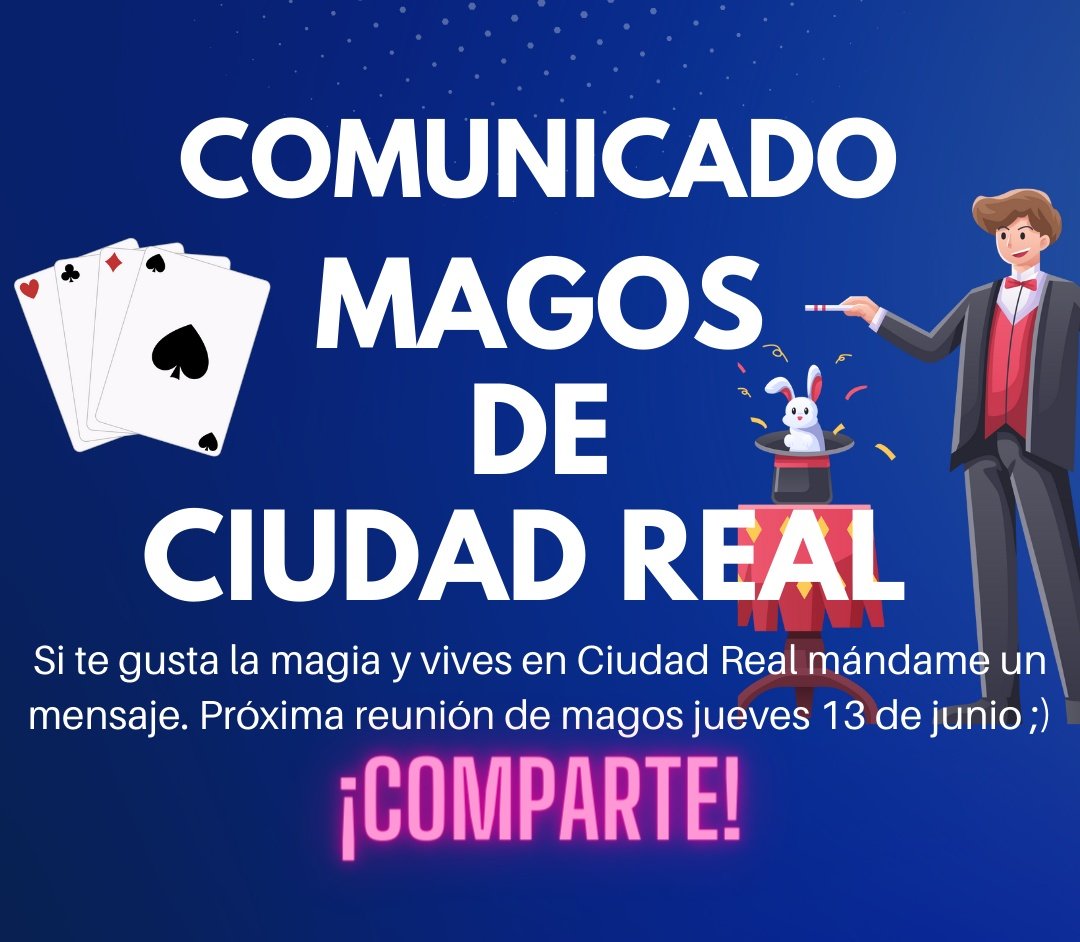 Magos y aficionados de <a href="/wikiCR/">wikiCR Ciudad Real</a> ! Se está creando un grupo para reuniones y lo que surja. Todo el mundo es bienvenido! Si te interesa más info por DM. Difusión por favor! Por el bien de la magia!