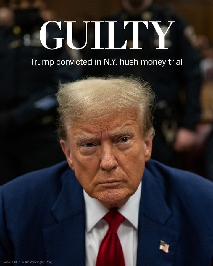 Breaking news: Donald Trump is found guilty in N.Y. hush money trial, becoming the first ex-president convicted of a crime. Follow our live coverage: wapo.st/4e3uH1n