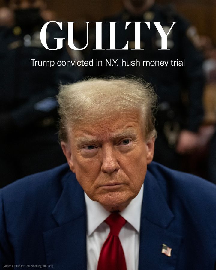 Breaking news: Donald Trump is found guilty in N.Y. hush money trial, becoming the first ex-president convicted of a crime.

Follow our live coverage: wapo.st/4e3uH1n