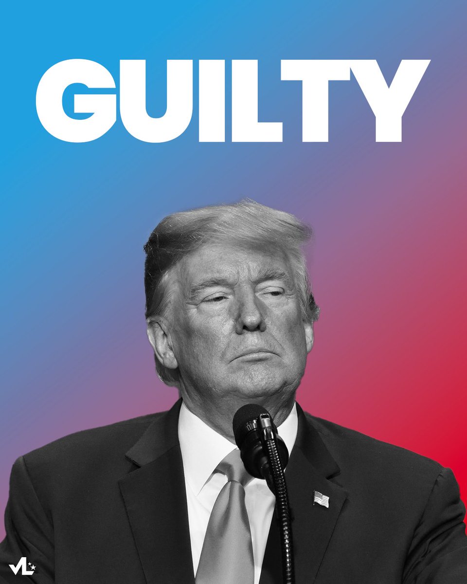 votolatino's tweet photo. BREAKING: Donald Trump is found guilty of all 34 counts of falsifying business records related to a 2016 hush money payment to Stormy Daniels, becoming the first U.S. president to be convicted of a crime. https://t.co/ihtWJ57CtW