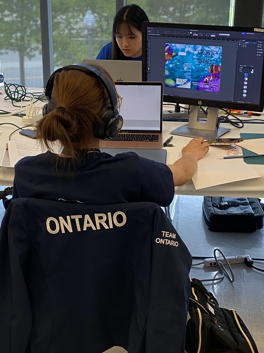 Our own @STFX_Tweets Graphic Design student here in action @Skills_Canada representing Ontario in Quebec City! Bonne chance! #SCNC2024 #TeamON2024 @skillsontario @DPCDSBSchools @STFX_Tweets @DPCDSBSHSM