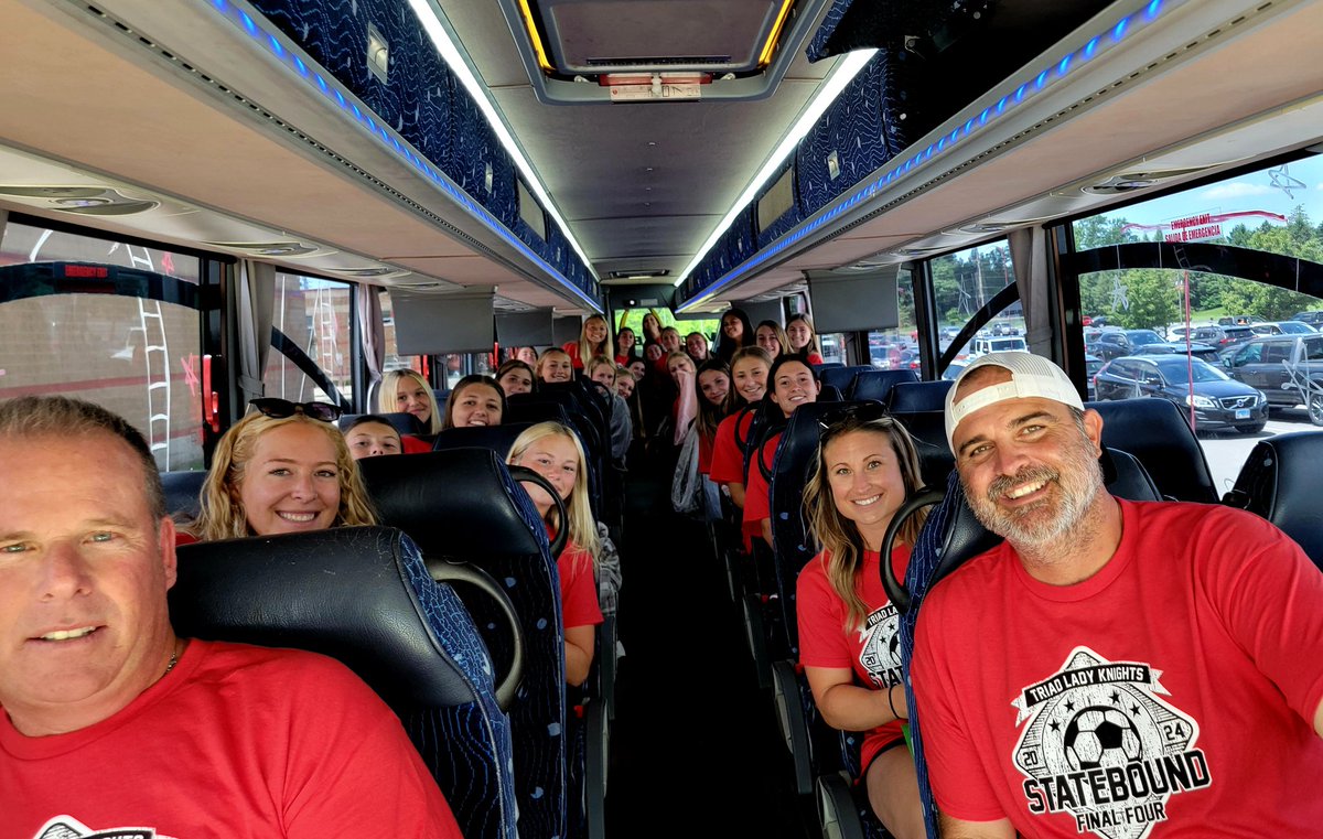 TriadHighSchool's tweet photo. And they're off!!!! THS Soccer is headed to State! Good luck, ladies! Keep chasing those stars!
#StateBound2024
#chasingstars βοΈβοΈβοΈβοΈπ
#triadproud '11βοΈ'17βοΈ'21βοΈ'22βοΈ'24
@TriadGirlsSoc @TriadKnights https://t.co/aproaOhyFC