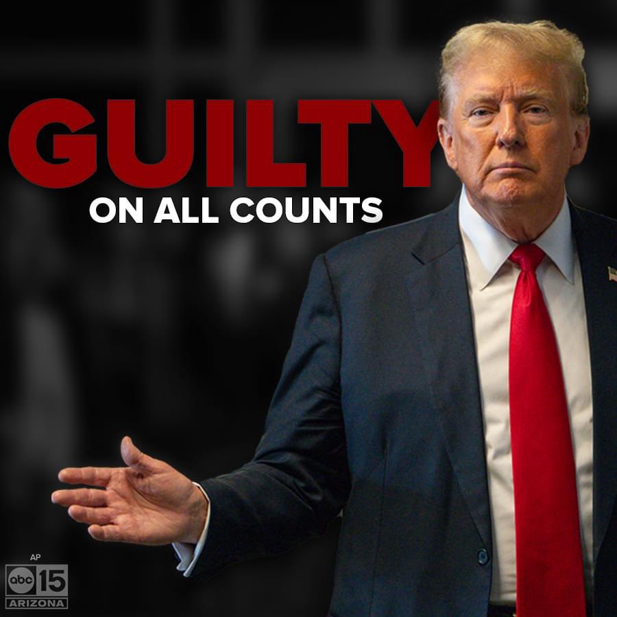 #BREAKING - Former President Donald Trump has been found guilty of all 34 counts against him in his New York hush money trial