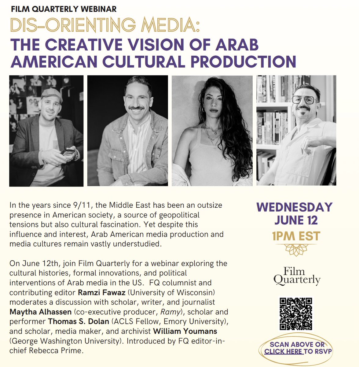 William Lafi Youmans (@wyoumans) on Twitter photo Check out this <a href="/FilmQuarterly/">Film Quarterly</a> panel with @NewMutantRamz, <a href="/MaythaAlhassen/">dr. maytha ميثاء الحسن</a>, Thomas Dolan and myself. Join us!
ucsc.zoom.us/webinar/regist… Check out this <a href="/FilmQuarterly/">Film Quarterly</a> panel with @NewMutantRamz, <a href="/MaythaAlhassen/">dr. maytha ميثاء الحسن</a>, Thomas Dolan and myself. Join us!
ucsc.zoom.us/webinar/regist…