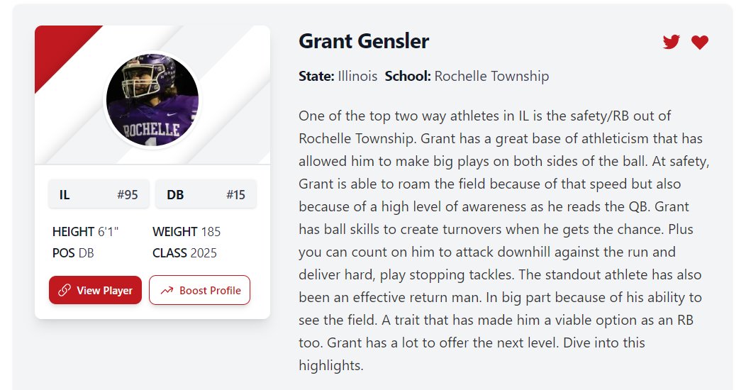 Grant Gensler (@grantgensler10) on Twitter photo Thank you <a href="/PrepRedzoneIL/">Prep Redzone Illinois</a> for the write up!
<a href="/MJ_NFLDraft/">Mark Johnson</a> <a href="/OJW_Scouting/">PrepRedzone Oliver</a> <a href="/nexgenscouting/">Keith Smilie</a> <a href="/EDGYTIM/">Timothy “EDGYTIM” OHalloran</a> @HSFBscout <a href="/hddngemscouting/">Jordan Amaskane, MBA</a> <a href="/RTHS_Football/">Rochelle Football</a> Thank you <a href="/PrepRedzoneIL/">Prep Redzone Illinois</a> for the write up!
<a href="/MJ_NFLDraft/">Mark Johnson</a> <a href="/OJW_Scouting/">PrepRedzone Oliver</a> <a href="/nexgenscouting/">Keith Smilie</a> <a href="/EDGYTIM/">Timothy “EDGYTIM” OHalloran</a> @HSFBscout <a href="/hddngemscouting/">Jordan Amaskane, MBA</a> <a href="/RTHS_Football/">Rochelle Football</a>