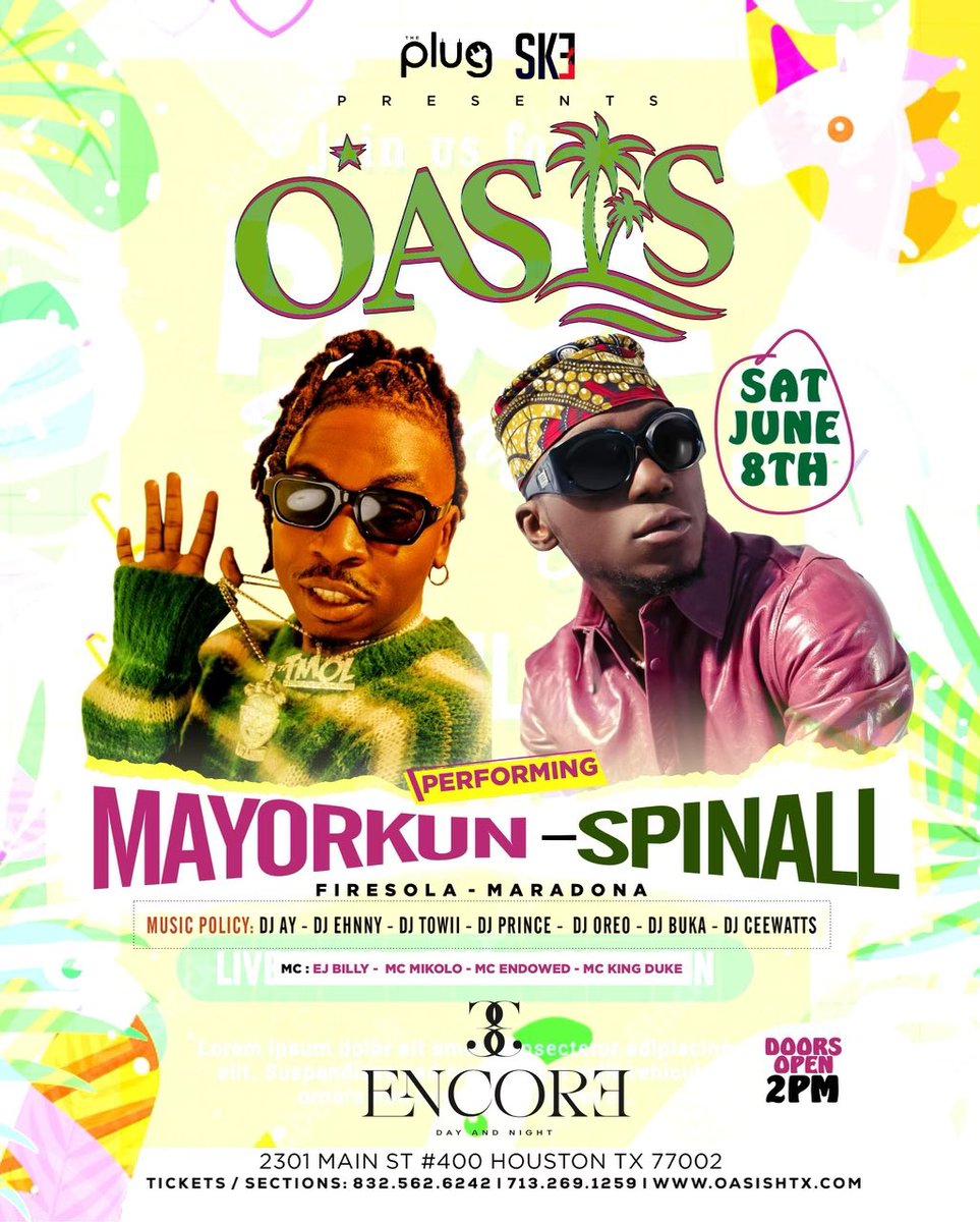 alternation2021's tweet photo. We are excited to announce we’ll be curating a special PIANO STAGE OASIS 🌴 at ENCORE HTX Saturday June 8th with  @MayorkunHkn and @SPINALL as special headliners &amp; more…

You don’t want to miss this epic experience! https://t.co/xKL1qy5T7z