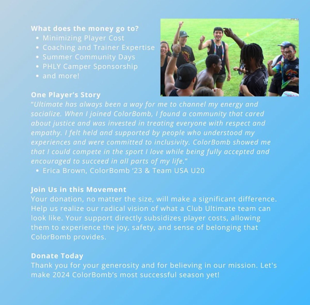 Colorbomb 2024 Fundraiser!!!!!! Please share far and wide!! We appreciate your continuous support :)