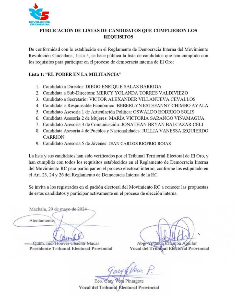 Presidente <a href="/MashiRafael/">Rafael Correa</a> con todo respeto: usted Ya dejo de querer a la provincia de El Oro?. 
Esa lista no nos representa 😰😰😰 son los mismos de siempre. La RC en El Oro es un club de amigos.
Y repitiendo las palabras de <a href="/LuisaGonzalezEc/">Luisa González</a> se gana con votos y así, estamos mal.