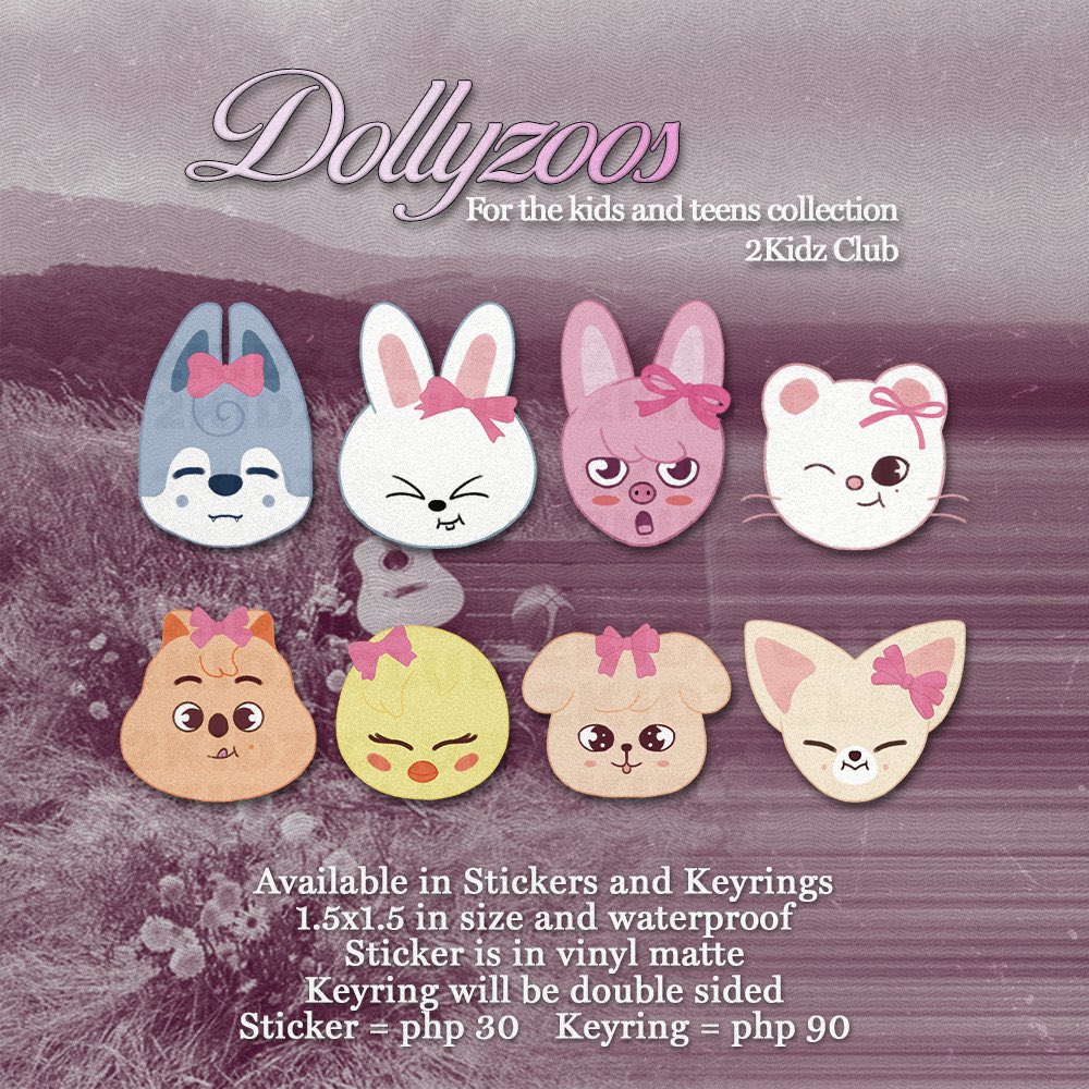 ✩ 𝗳𝗼𝗿 𝘁𝗵𝗲 𝗸𝗶𝗱𝘀 𝗮𝗻𝗱 𝘁𝗲𝗲𝗻𝘀 𝗰𝗼𝗹𝗹𝗲𝗰𝘁𝗶𝗼𝗻 ✩

be prepared! dollyzoos are here to brighten up your day (๑'ᵕ'๑)⸝*

available for order!
❇️ sticker: ₱30
❇️ keyring: ₱90
until stocks last 📦💝

🔗: form.jotform.com/240993984668479