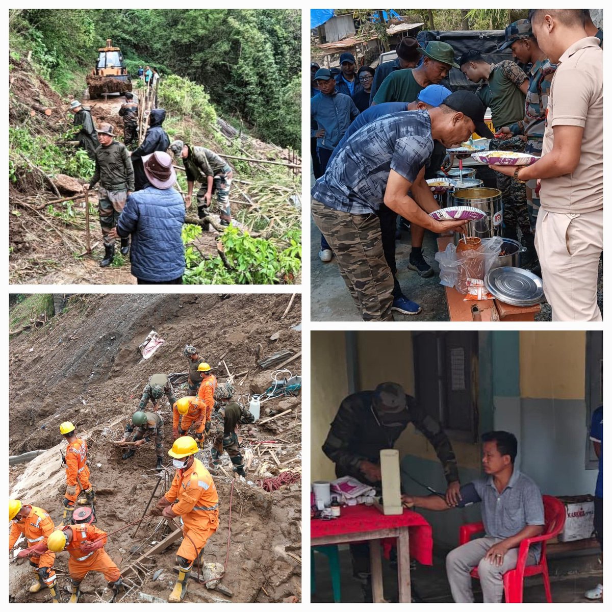 #Cyclone_Remal
Units of #AssamRifles under #SpearCorps, #IndianArmy, restored road connectivity to Zion-Lodhi-Haflong villages in #Assam and provided medical aid to stranded civilians. 
#AssamRifles also carried out relief and rescue operations, provisioned food, water and