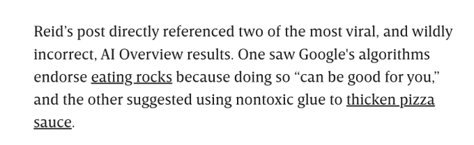 Google Admits Its AI Overviews Search Feature Screwed Up https://t.co/cOnty8IS8n Some screenshots were