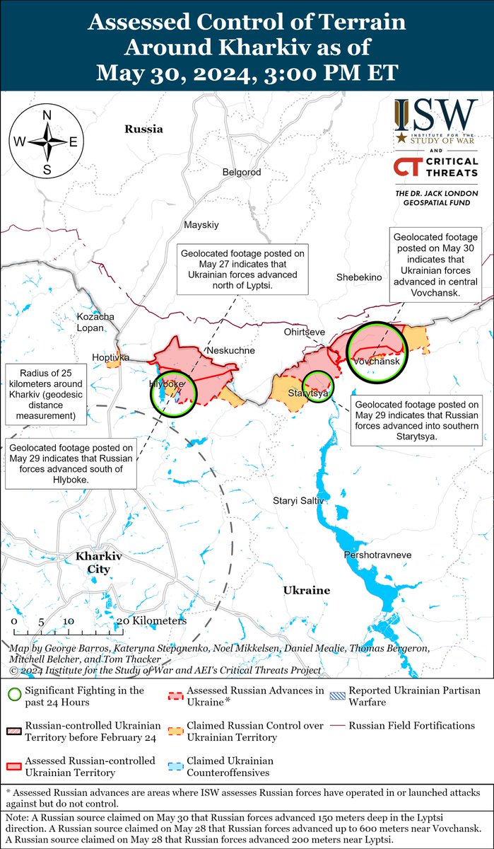 NEW: US President Joe Biden reportedly approved a policy change that will permit Ukraine to use US-provided weapons, including GMLRS rockets — but not longer-range ATACMS missiles — to strike within Russian territory near the border with Kharkiv Oblast. 🧵(1/6)