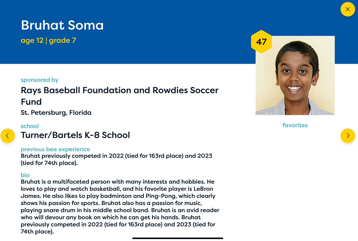 FSBA Andrea (@fsbaandrea) on Twitter photo Congratulations Bruhat and <a href="/HillsboroughSch/">Hillsborough Schools</a>! You were well represented by this yearās <a href="/ScrippsBee/">Scripps National Spelling Bee</a> WINNER. Such an exciting final round with 29 correctly spelled words in the spell off. Well done! <a href="/FLSchoolBoards/">FLSchoolBoardsAssoc</a> Congratulations Bruhat and <a href="/HillsboroughSch/">Hillsborough Schools</a>! You were well represented by this yearās <a href="/ScrippsBee/">Scripps National Spelling Bee</a> WINNER. Such an exciting final round with 29 correctly spelled words in the spell off. Well done! <a href="/FLSchoolBoards/">FLSchoolBoardsAssoc</a>