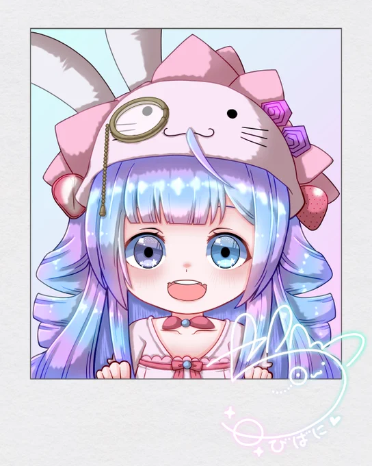 ご依頼でちびばにちゃんのプロフィールアイコンを描かせて頂きました! オマケでチェキ風にした物を載せてみる #ばにあーと