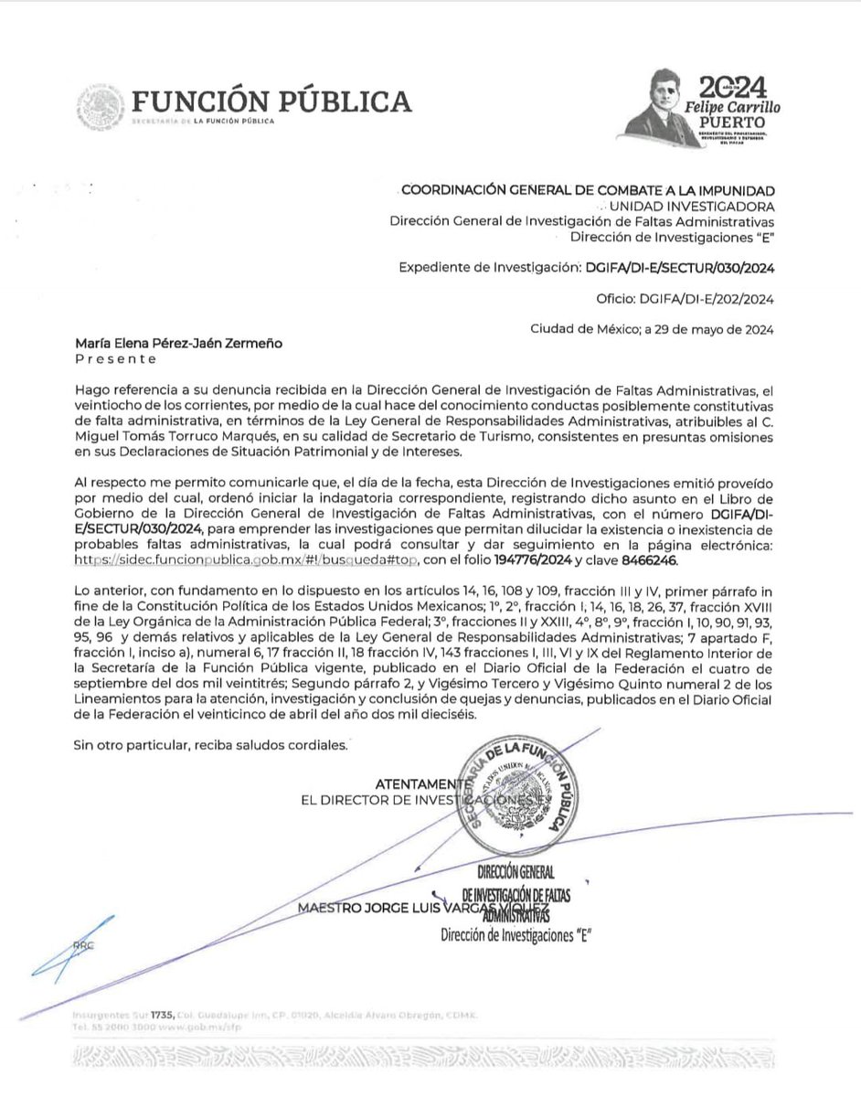 #ÚLTIMAHORA | La SFP investiga al secretario de Turismo, Miguel Torruco Marqués y a la candidata de MORENA a la gubernatura de Veracruz, Rocío Nahle por probables omisiones de bienes inmuebles en sus declaraciones patrimoniales