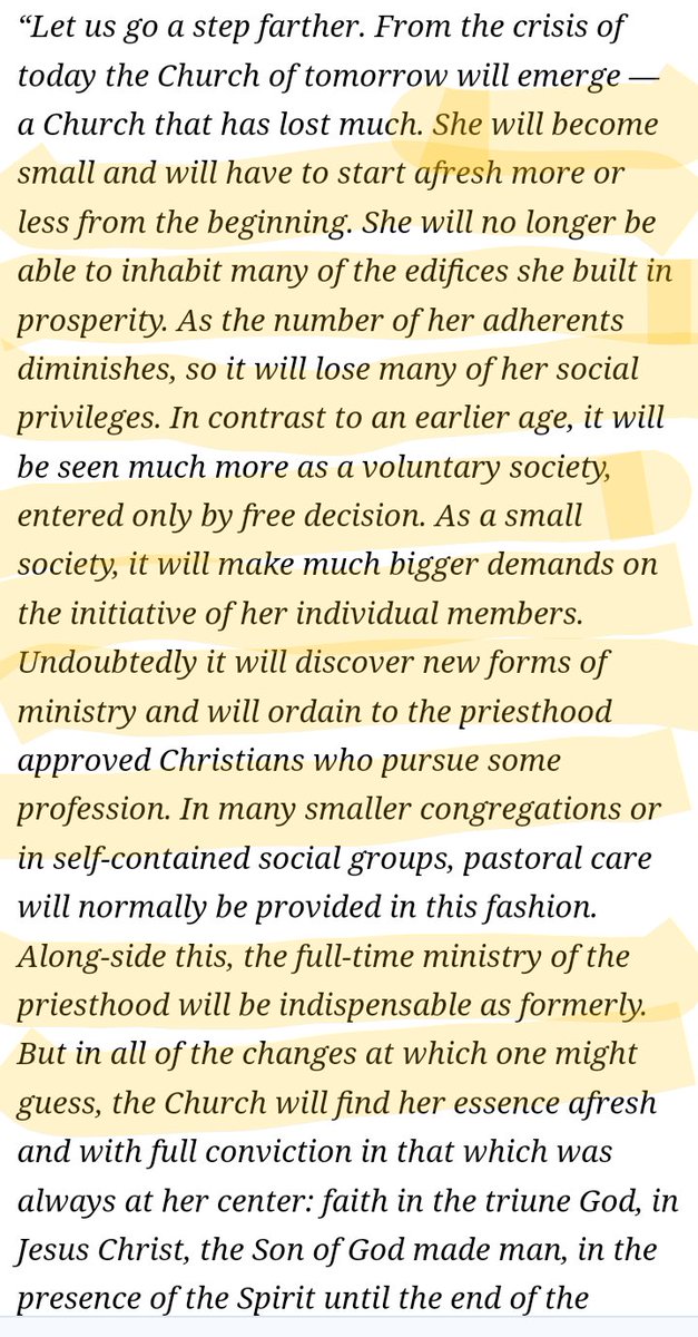 Fr Ratzinger DID NOT predict the Future of the Church, he was one of many who laid the groundwork. Fr Ratzinger's 1969 word salad broadcast, German radio for all to👂what Pascendi warned of modernist words/phrases Fr Rat uses to describe the FUTURE Church aleteia.org/2016/06/13/whe…