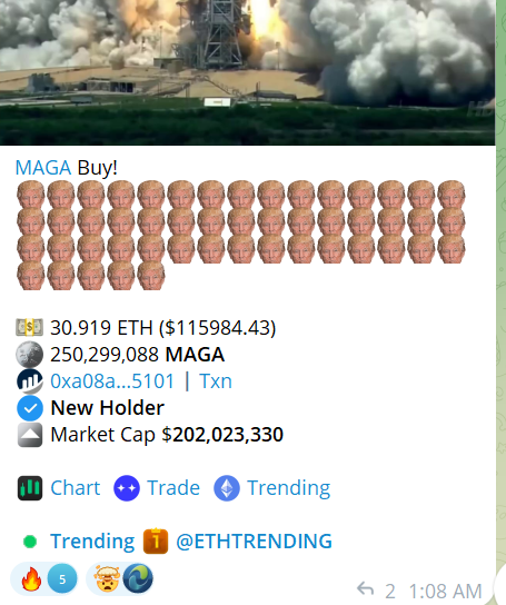 PEPE_Whale69's tweet photo. Casual 115K BUY At $MAGA 
NEWS SELLERS REKT 🫵🫵😹😹😹
Remember : A Vote For Trump Is A Vote For #Crypto 
Join the movement :
https://t.co/n4B3uVks3E https://t.co/helZclTxHb