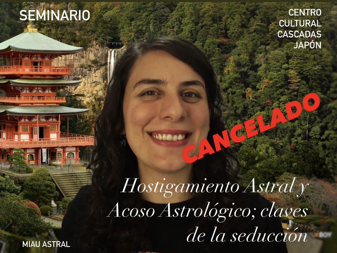 🔴CANCELADO🔴
Lamentamos informar a la comunidad que el Seminario “Hostigamiento Astral y Acoso Astrológico: claves de la seducción”, dictado por la destacada astróloga nacional Miau Astral ha sido cancelado por problemas de agenda. 
Se informará sobre devolución de entradas.