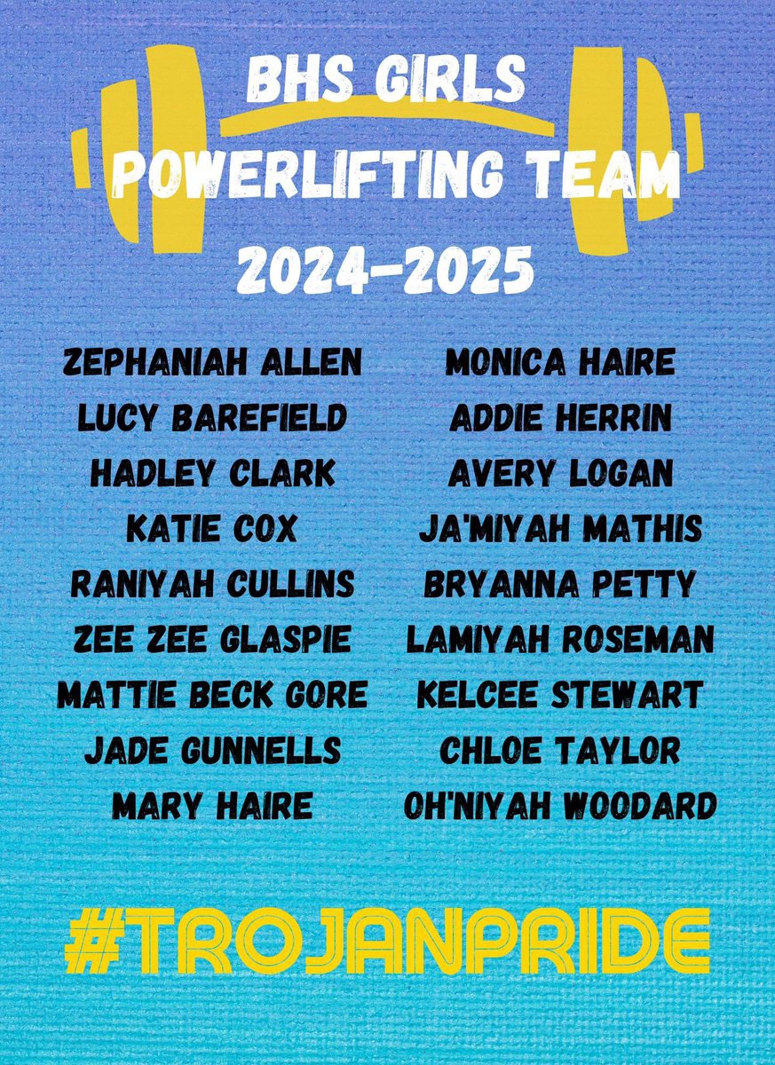 Congratulations to the 2024-2025 Lady Trojan Powerlifting Team! #TrojanPride