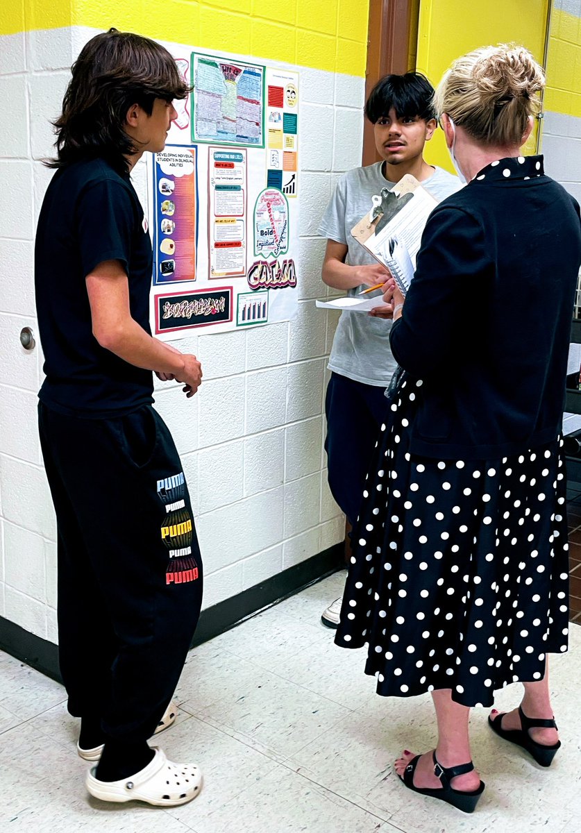 temabell's tweet photo. @AnnapHS_AACPS long-term English learners rocked their poster presentations today!  It was so awesome to see how proud and empowered they were to showcase all they’ve learned! So thankful for strong a strong #equipopantera, !  #ltels https://t.co/q35NEM1uCk