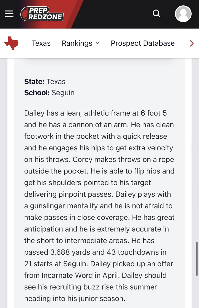 The buzz is starting to pick up for @Seguin_Football 2026 QB @Dailey4Corey ‼️ Kid is a 3 Sport athlete that can make EVERY throw for the Next Level‼️ 6’5”/175lbs/ 10.75 inch hands‼️ @_RL_Martin @PrepRedzoneTX @QBHitList @TXTopTalent @DaileyCraig @Shaun_Rut @juice7v7