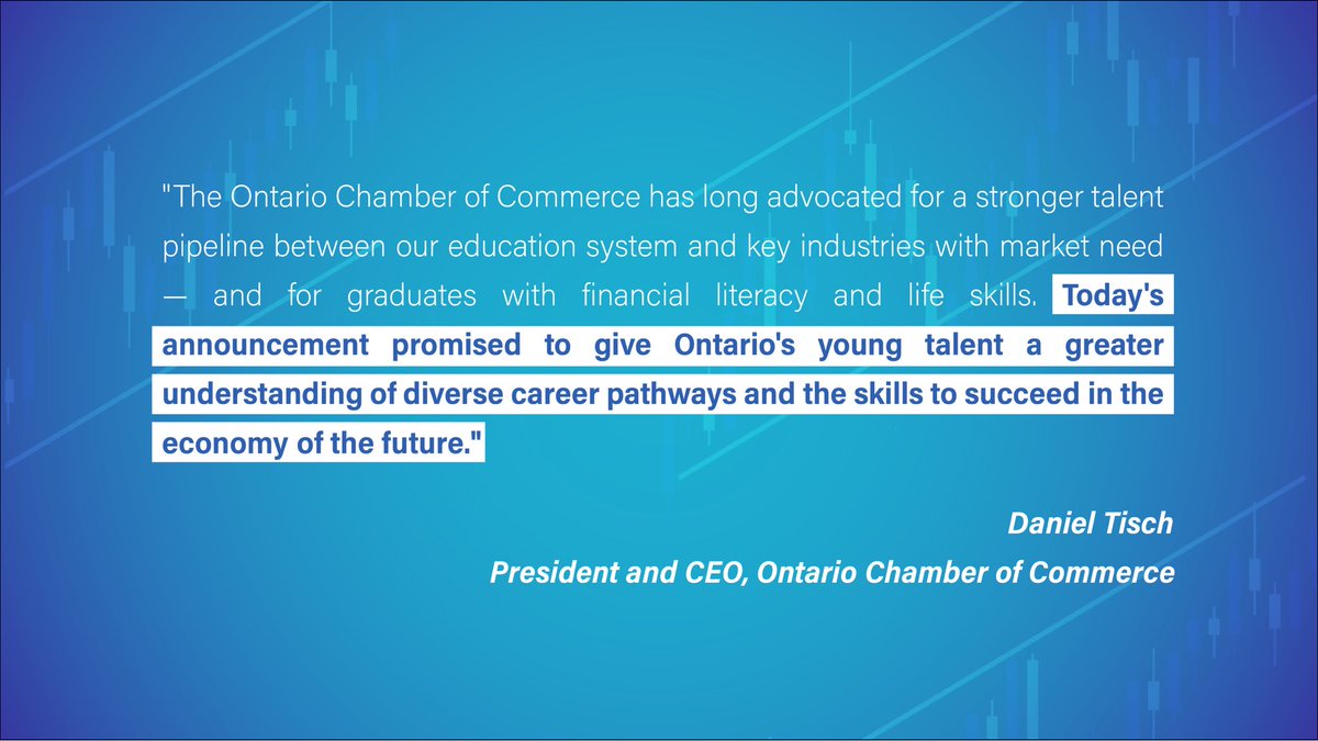 Helping students gain an education that leads to better jobs and bigger paycheques is a critical priority for @OntarioCofC and our government. 

We appreciate the partnership as we build the financial literacy skills Ontario students need and job creators demand.