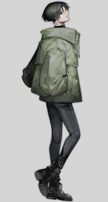 「black footwear green jacket」 illustration images(Latest)