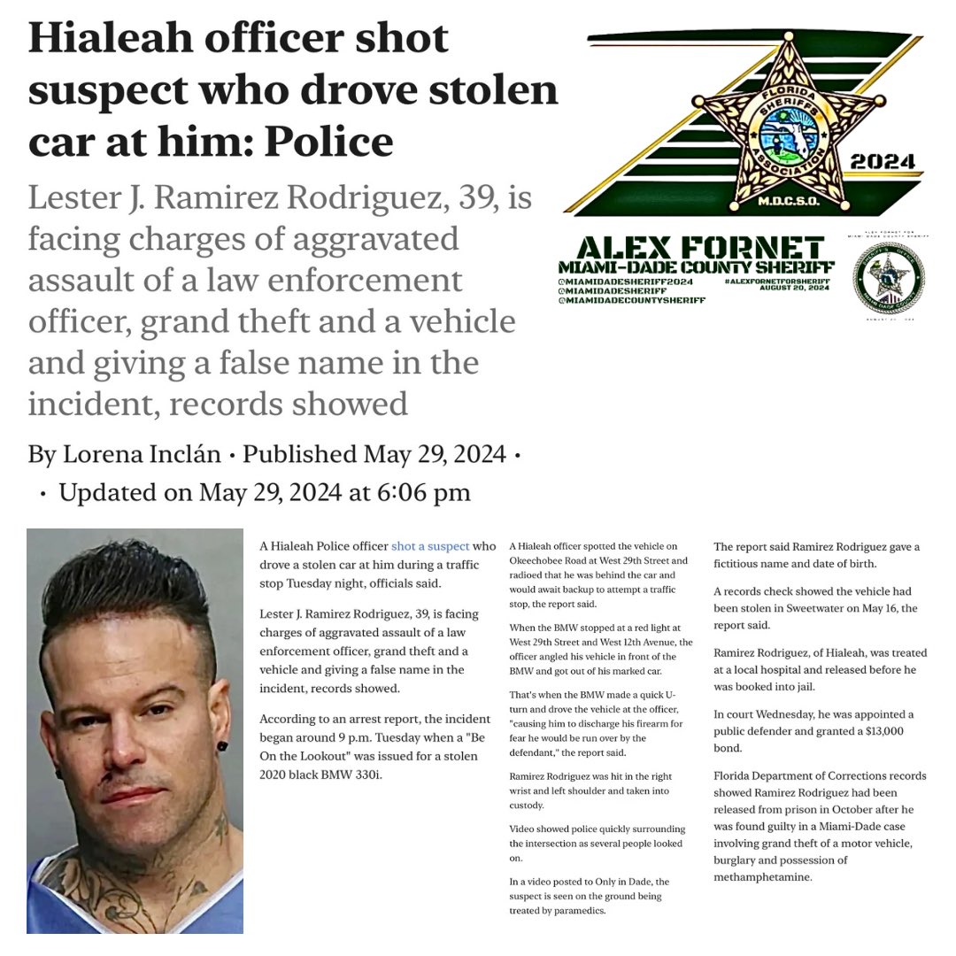 #CRIMEMIAMI #HIALEAHFL #HIALEAHPOLICE #SHOOTINGSMIAMI #SHOOTINGMIAMIDADE #TRAININGMIAMIDADE #DANGERONDUTY #STOLENCAR nbcmiami.com/news/local/hia… #MIAMI #MIAMIDADE #MIAMIDADECOUNTY #CRIME #MIAMIDADESHERIFF #MIAMIDADESHERIFF2024 #MIAMIDADECOUNTYSHERIFF #ALEXFORNETFORSHERIFF #SHERIFF