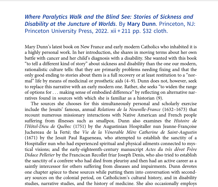 bronwenmcshea's tweet photo. I've had two scholarly book reviews published this spring -- one in @AHY_History on Markus Friedrich's book THE JESUITS and another in @ASChurchHistory   on Mary Dunn's WHEN PARALYTICS WALK AND THE BLIND SEE, both @PrincetonUPress titles from which I learned a lot. Here are previews. If any of you would like to read one or the other but can't access them through a library, I'll be happy to email you a PDF version if you message me privately and tell me your email address.