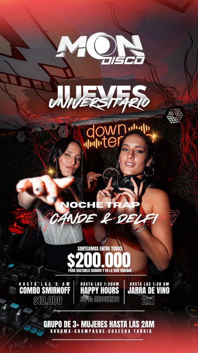 MOONDISCO1's tweet photo. JUEVES DE TRAP😎
Con ellas😍 CANDE Y DELFI👈

ABRI LA IMAGEN Y MIRAS LAS PROMOS👈

💥 S O R T E O💥

👉1 Vale de 100MIL 🤯
👉 1 Vale de $50.000😍
👉 2 RENA DU 🥂
👉 2 BALDES CORONA 🍻

Dale...
🔁Rt
❤Fav
✅ @ a dos amgxs https://t.co/gM2kJIWZhK
