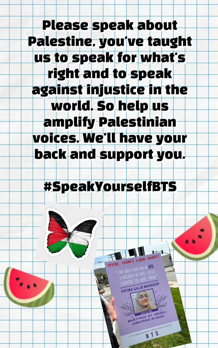@ARMY4Palestine My letter (hopefully this one won't be reported 🥹) #SpeakYourselfBTS #HybeDivestFromZionism