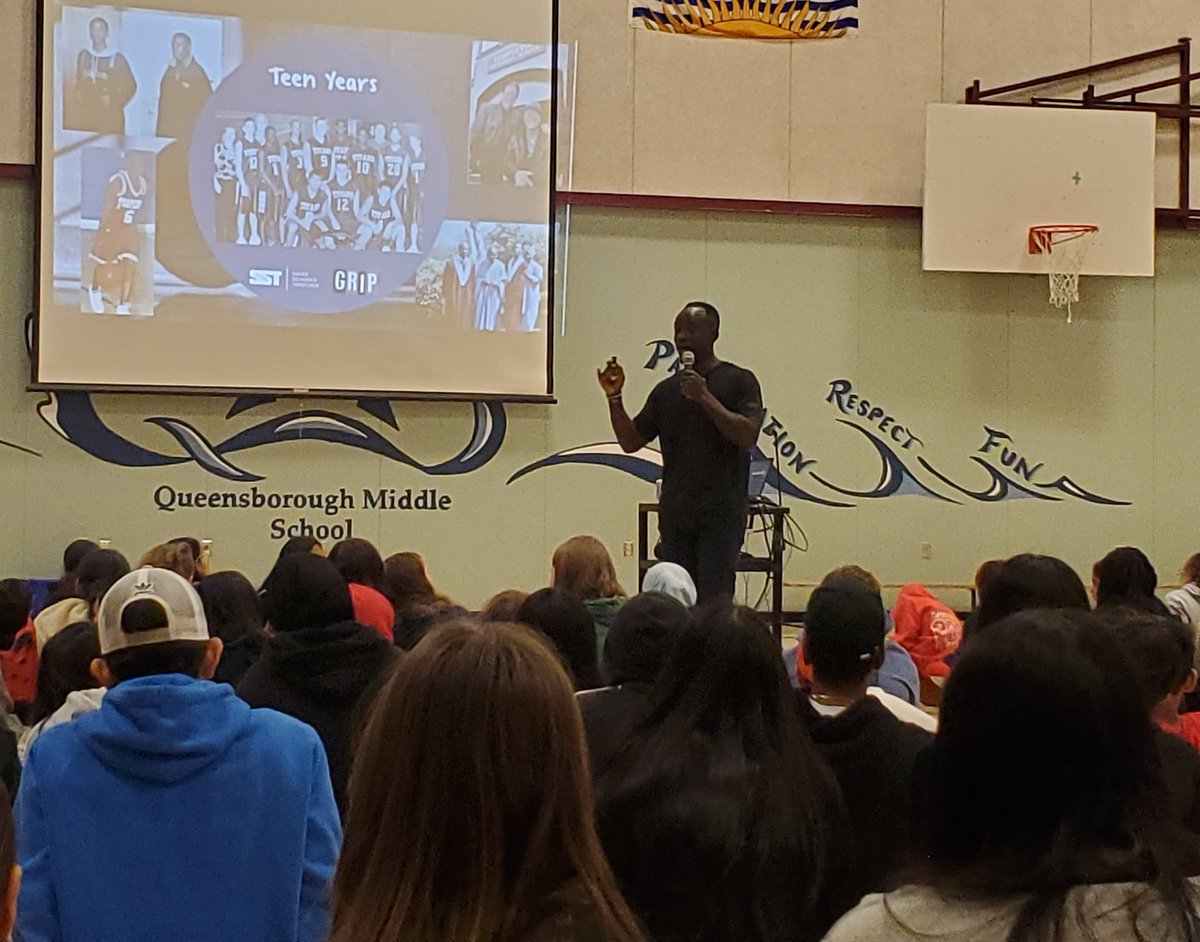 thepaperprince1's tweet photo. Thank you to Jonathan Mubanda (aka Johnny Blaze) for sharing such an inspiring story w/our Queensborough Middle School community. Great message: importance of staying connected, belonging &amp; finding the right path in life. @newwestschools #sd40learns #TheNotic #HandleWithCare https://t.co/YhV5lUHch1