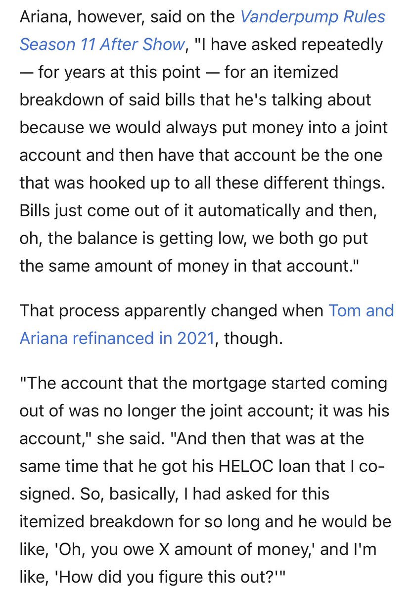 PippasMumzy's tweet photo. @LoveCindyCee On Kristin’s podcast, Luke estimated his mortgage with the refi to be around $22,000/month. That wouldn’t include the $8,314 Ann calculated they both paid in shared monthly expenses. They refinanced in 2021 so Tom could invest in Schwartz & Sandy’s. #VprRules https://t.co/hirMWqDoDC