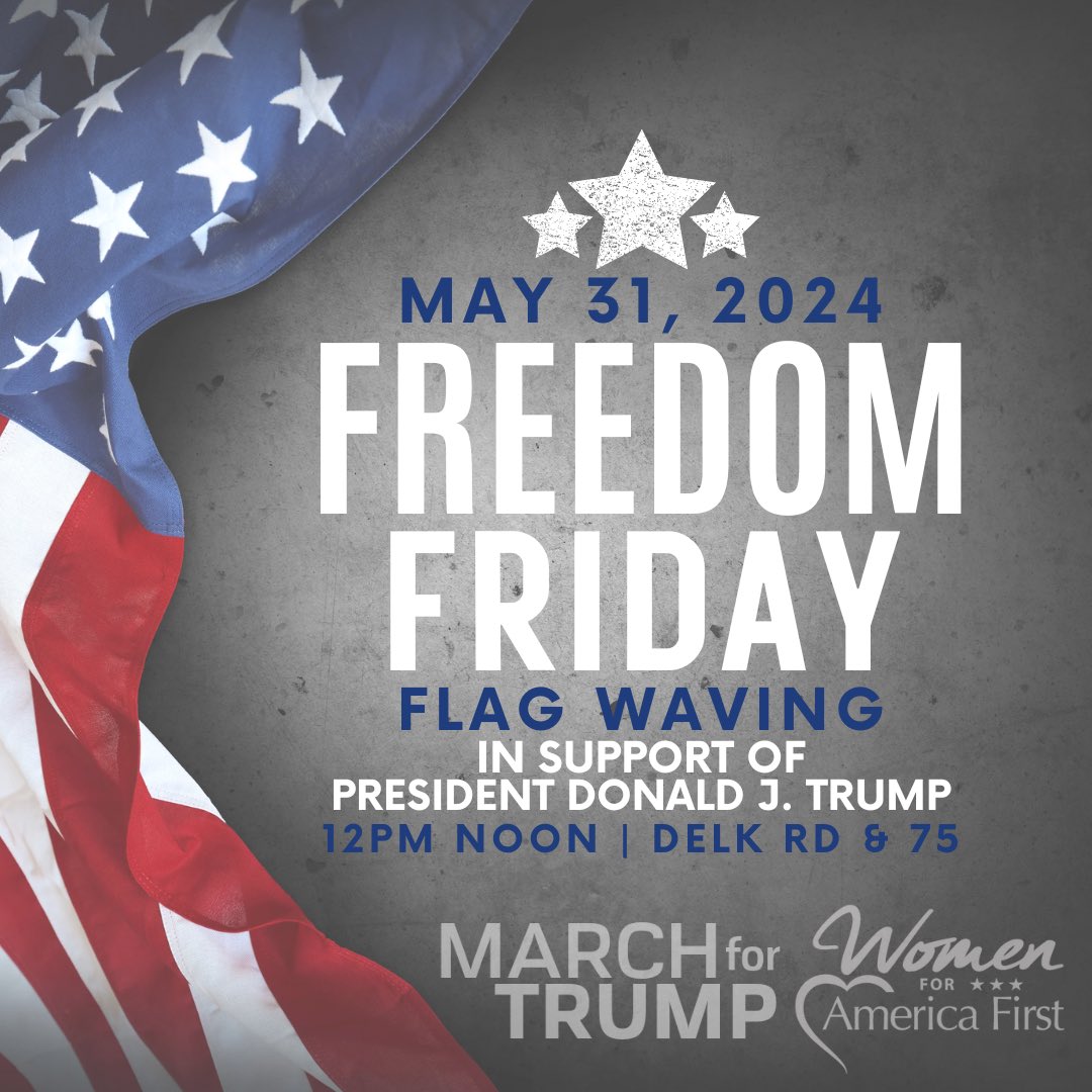 Tomorrow… #FreedomFriday Friday, May 31st Marietta, GA (COBB COUNTY) 12 PM Delk Rd & 75 Come together and stand in support of President Trump Pls share #gapol #gagop #maga #americafirst