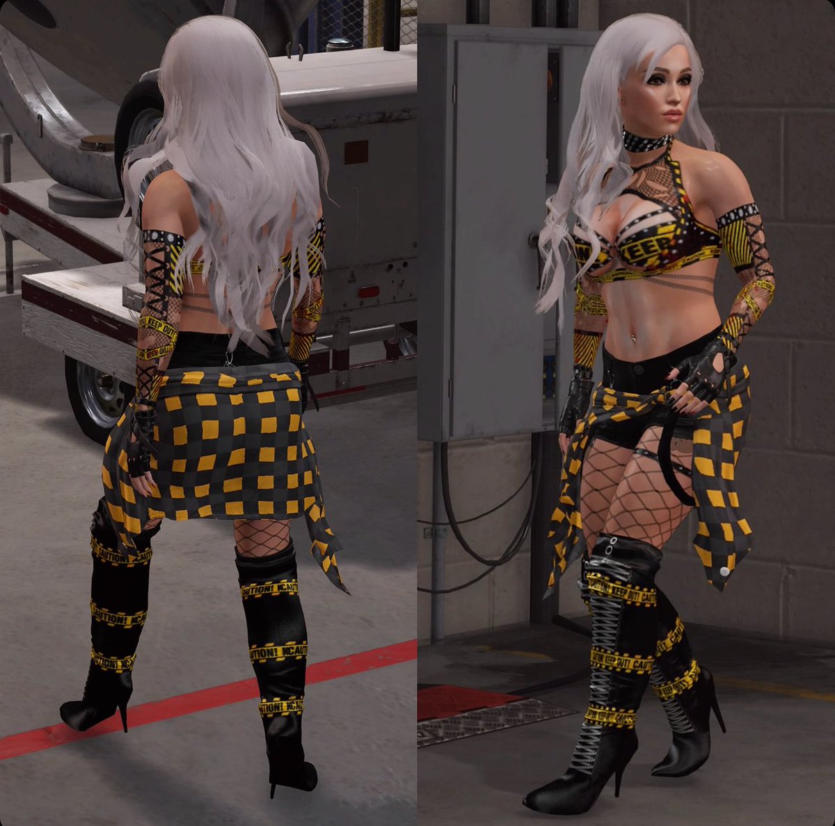 DemonHeatherRae's tweet photo. Don’t get mad, get even. ⚠️🩸
Tonight’s @COHwrestling1 outfit.  #DemonHeatherRae #WWE2K24 #RheaRipley #LivMorgan https://t.co/oiolCp9IKj