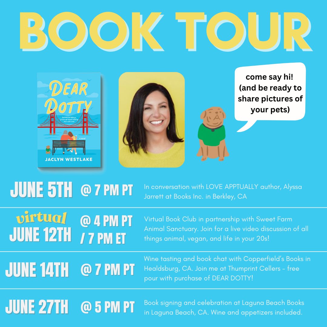 Readers! Come hang with @jaclynwestake, debut author of DEAR DOTTY! DEAR DOTTY is a hilarious and relatable coming-of-age story and the perfect page turner for summer. Click the link below to learn more and to register for an event! jaclynwestlake.com/events