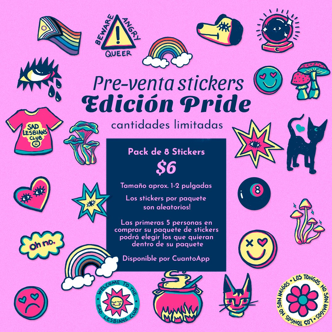 Amisss Ya casi es gay 🥳🌈 y tengo en preventa este small drop de stickers! Pidan el suyoo, que los 5 primeros eligen los stickers que vienen en su pack 😌😜
Acá el link⬇️
cuanto.app/maaxparlante/c…