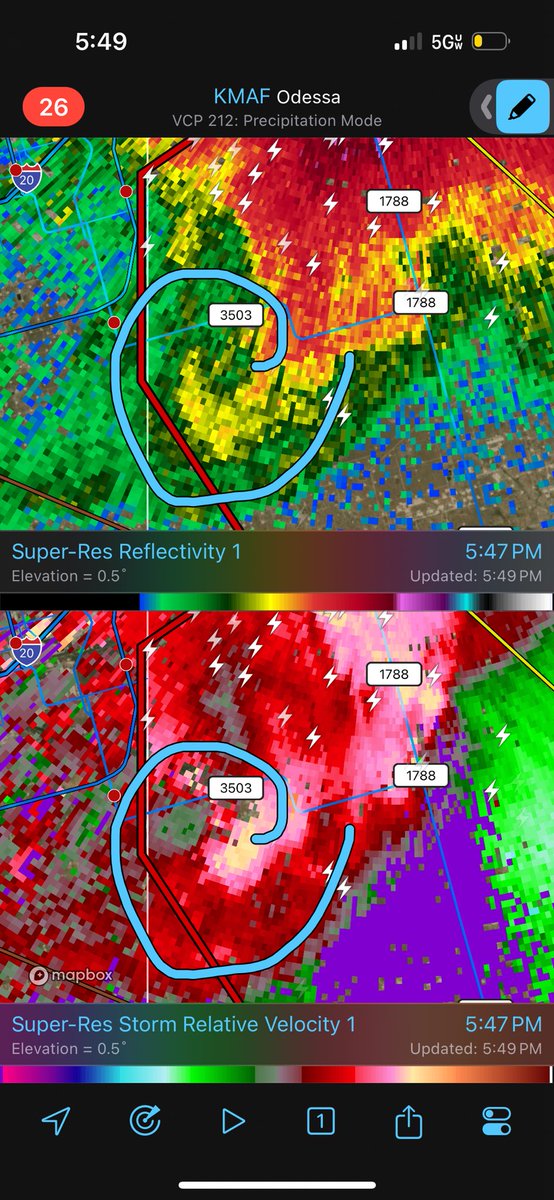 Anticyclonic tornado possibly developing on the south side of Odessa! Take cover now! #wxtwitter #tornado