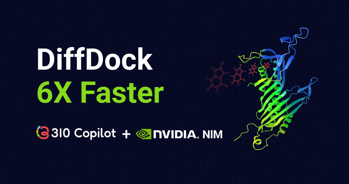 310ai__'s tweet photo. Diffdock &amp; ESMFold are now 6x &amp; 7x faster!
With 310 Copilot + Nvidia NIMs

Try it for free here 
https://t.co/DcqJeTxoHv https://t.co/ddE435duQk