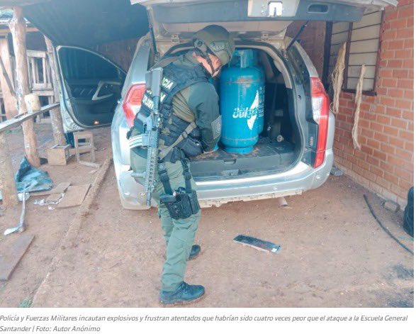 Gracias a las Fuerzas Armadas por neutralizar acciones terroristas con la incautación de 10 cilindros de 60 libras, 600 kilogramos de explosivo, 2 vehículos, 2 sistemas detonantes de alarma y mecha, metralla y cordón detonante en el Cauca. Este es el resultado de 'potencia de